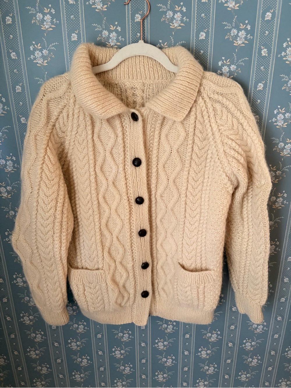 Vintage wool fisherman cardigan